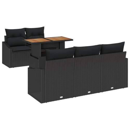Set garniture za vrt od 6 dijelova s jastučićima crni poli ratan Cijena
