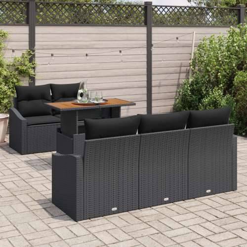 Set garniture za vrt od 6 dijelova s jastučićima crni poli ratan Cijena