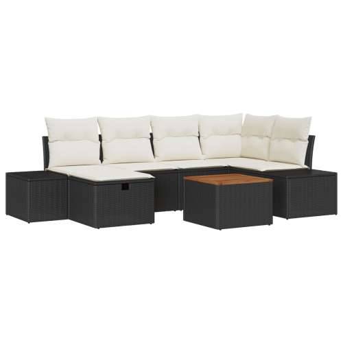 Vrtni set sofe Set od 7 dijelova Crna Ratan Vanjski set sofe Cijena