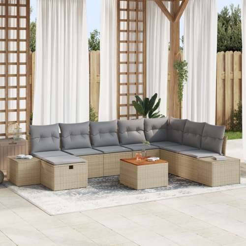 Set od 9 komada vrtnih sofa s jastucima bež poliratana Cijena