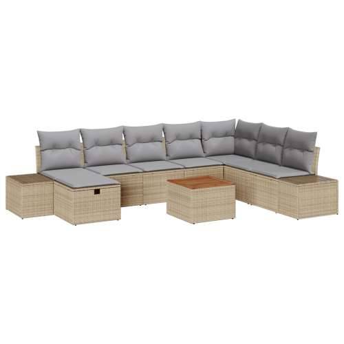Set od 9 komada vrtnih sofa s jastucima bež poliratana Cijena
