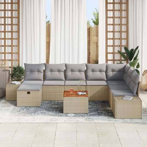Set od 9 komada vrtnih sofa s jastucima bež poliratana Cijena