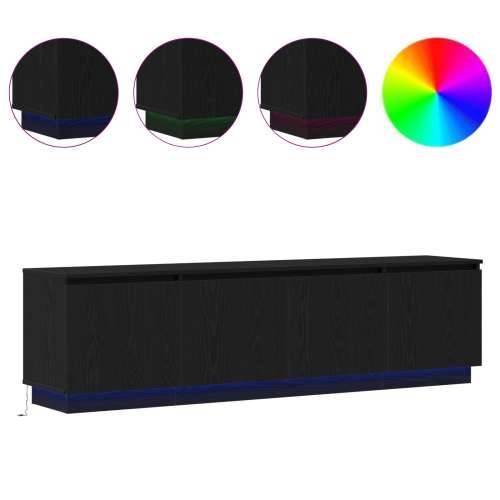 TV komoda s LED svjetlom Crni hrast 180x38x49 cm Konstrukcijsko drvo Cijena