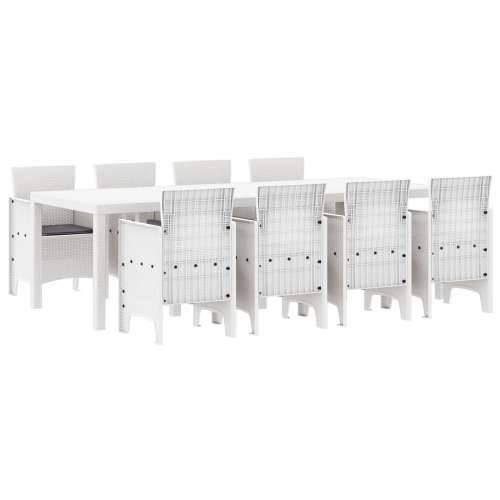 Vrtni Trpezarijski Set Set od 9 Beli Ratan Izdržljiv Cijena