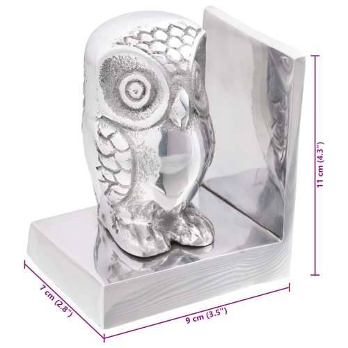 Držači za knjige 2 kom Srebrna 7x9x11 cm Aluminij Sova Cijena