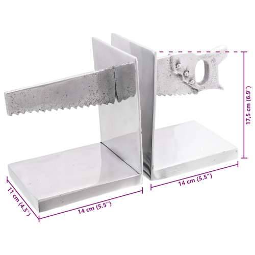 Držači knjiga 2 kom Srebrna 11x14x17,5 cm Aluminij Saw Cijena