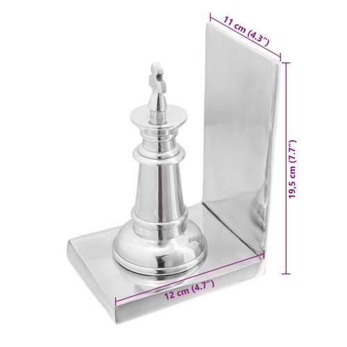 Držači za knjige 2 kom Srebrna 11x12x19,5 cm Aluminij Chess Cijena