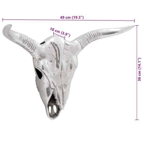 Zidna Skulptura Bika Srebrna 49x10x36 cm Aluminij Cijena