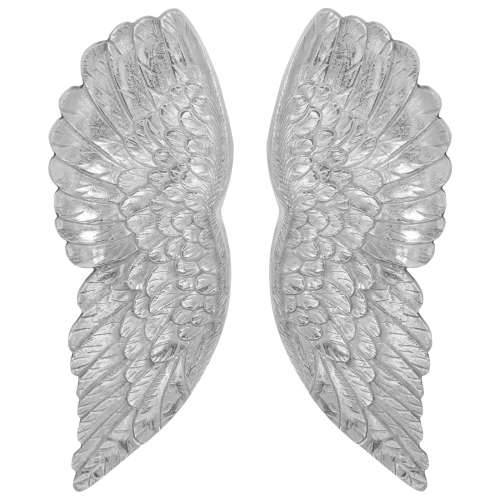Mala skulptura krila Srebrna 17x5x59 cm Aluminij Cijena