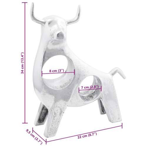 Skulptura Bika Srebrna 22x9,5x34 cm Aluminij Cijena