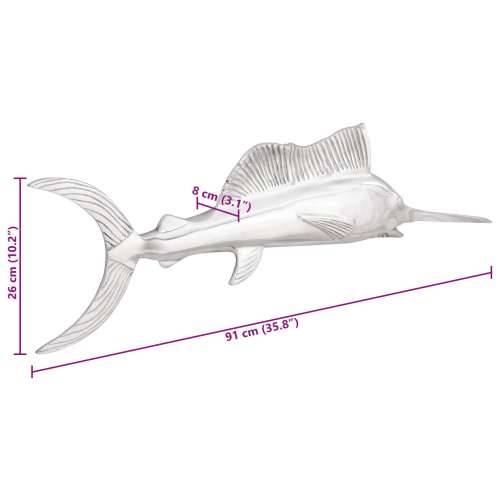 Zidna dekoracija ribarskog mača Srebrna 91x8x26 cm Aluminij Cijena
