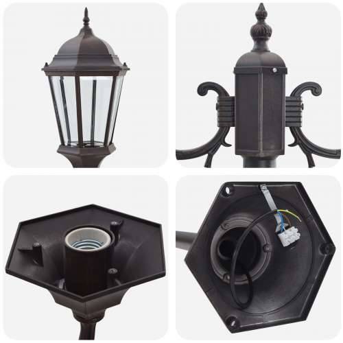 Stup za vrtno osvjetljenje 2-lampe E27 Brončana 220 cm Aluminij Cijena