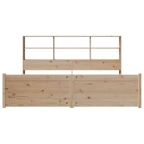 Krevet s regalom za knjige bez madraca 180x200 cm od borovine - Prirodna 180 x 200 cm Cijena