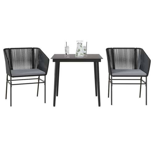 Vrtna garnitura - 3-dijelni vrtni blagovaonski set s jastucima od crnog - Crna 80 x 80 x 74 cm 2 Cijena