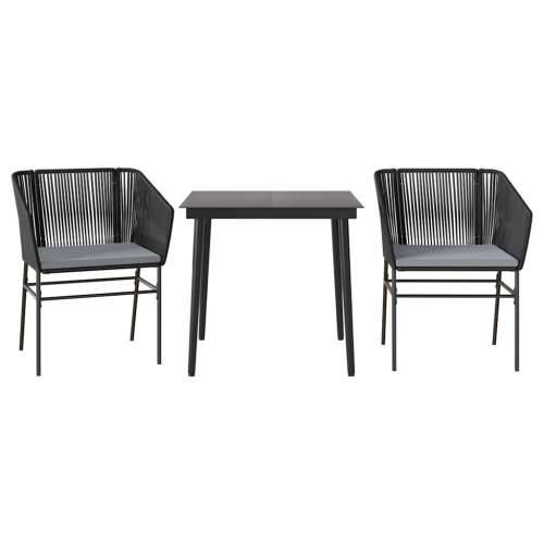 Vrtna garnitura - 3-dijelni vrtni blagovaonski set s jastucima od crnog - Crna 80 x 80 x 74 cm 2 Cijena