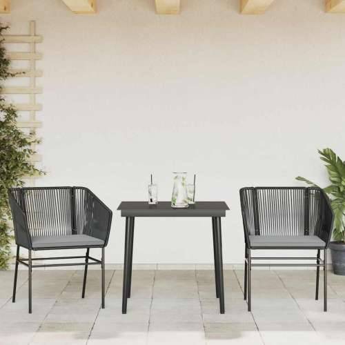 Vrtna garnitura - 3-dijelni vrtni blagovaonski set s jastucima od crnog - Crna 80 x 80 x 74 cm 2 Cijena
