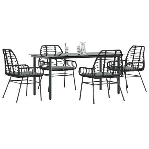 Vrtna garnitura - 5-dijelni vrtni blagovaonski set s jastucima od crnog - Crna i tamno siva 160 x 80 x 74 cm 4 Cijena