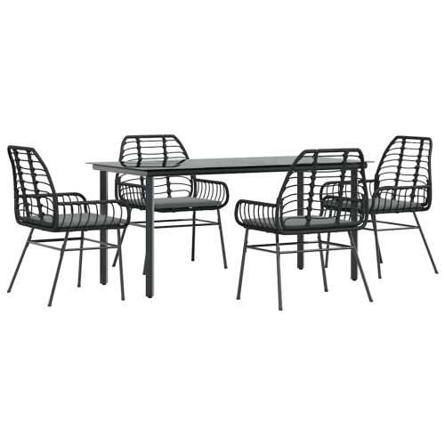 Vrtna garnitura - 5-dijelni vrtni blagovaonski set s jastucima od crnog - Crna i tamno siva 160 x 80 x 74 cm 4 Cijena
