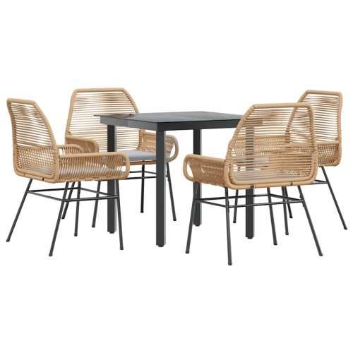 Vrtna garnitura - 5-dijelni vrtni blagovaonski set s jastucima poliratan i staklo - Smeđa 80 x 80 x 74 cm 4 Cijena