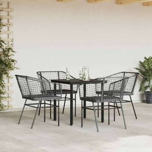 Vrtna garnitura - 5-dijelni vrtni blagovaonski set s jastucima od crnog - Crna i tamno siva 80 x 80 x 74 cm 4 Cijena