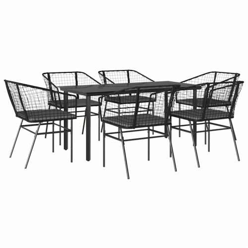 Vrtna garnitura - 7-dijelni vrtni blagovaonski set s jastucima, crno - Crna i tamno siva 160 x 80 x 74 cm 6 Cijena