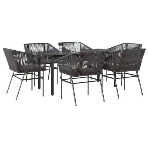 Vrtna garnitura - 7-dijelni vrtni blagovaonski set s jastucima, crno - Crna 160 x 80 x 74 cm 6 Cijena