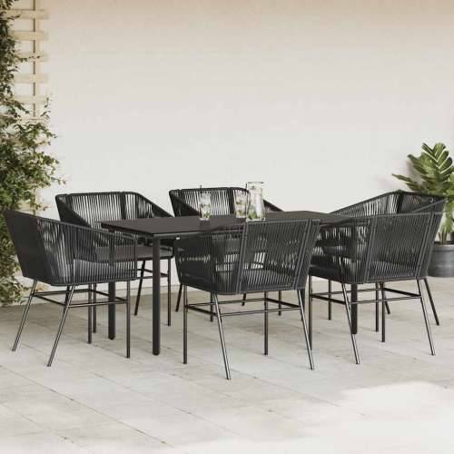Vrtna garnitura - 7-dijelni vrtni blagovaonski set s jastucima, crno - Crna 160 x 80 x 74 cm 6 Cijena