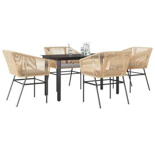 Vrtna garnitura - 5-dijelni vrtni blagovaonski set s jastucima poliratan i staklo - Smeđa 140 x 70 x 74 cm 4 Cijena
