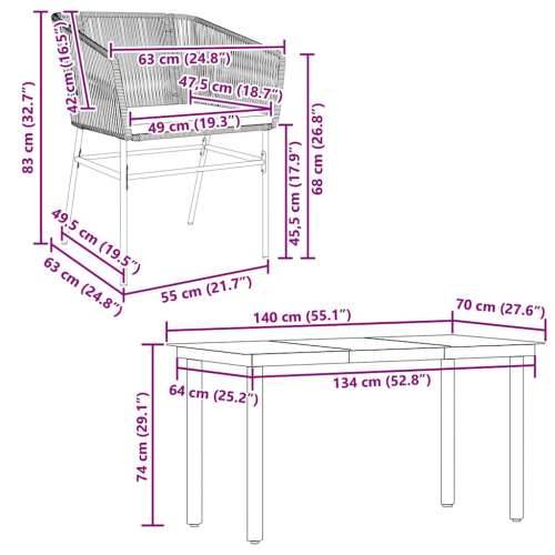 Vrtna garnitura - 5-dijelni vrtni blagovaonski set s jastucima poliratan i staklo - Smeđa 140 x 70 x 74 cm 4 Cijena