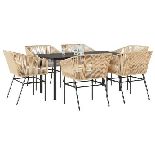 Vrtna garnitura - 7-dijelni vrtni blagovaonski set s jastucima poliratan i staklo - Smeđa 160 x 80 x 74 cm 6 Cijena