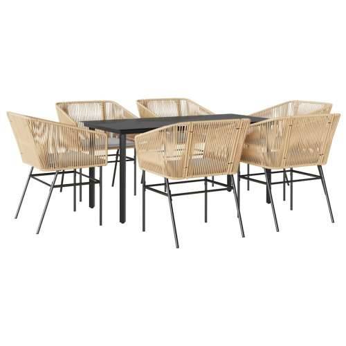 Vrtna garnitura - 7-dijelni vrtni blagovaonski set s jastucima poliratan i staklo - Smeđa 160 x 80 x 74 cm 6 Cijena