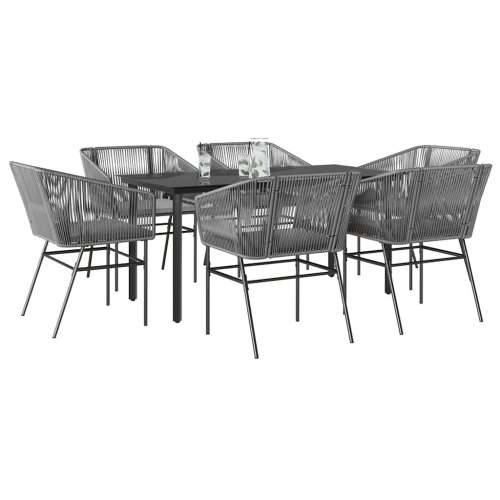Vrtna garnitura - 7-dijelni vrtni blagovaonski set s jastucima poliratan i staklo - Siva 160 x 80 x 74 cm 6 Cijena