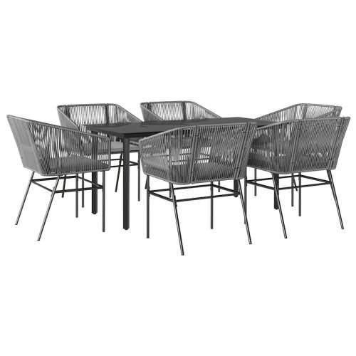 Vrtna garnitura - 7-dijelni vrtni blagovaonski set s jastucima poliratan i staklo - Siva 160 x 80 x 74 cm 6 Cijena