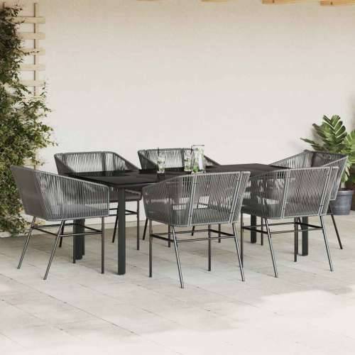 Vrtna garnitura - 7-dijelni vrtni blagovaonski set s jastucima poliratan i staklo - Siva 160 x 80 x 74 cm 6 Cijena