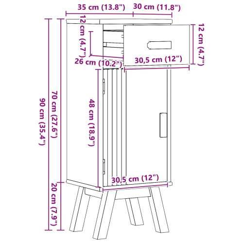 Kabinet za pohranu u kupaonici 35x30x90 cm od masivnog drva borovine Cijena