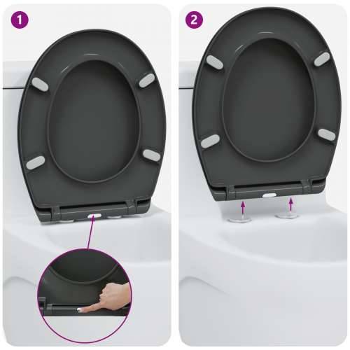 Brzo Odvojivo Sjedište WC-a s Mekim Zatvaranjem Duroplast Antracit Cijena