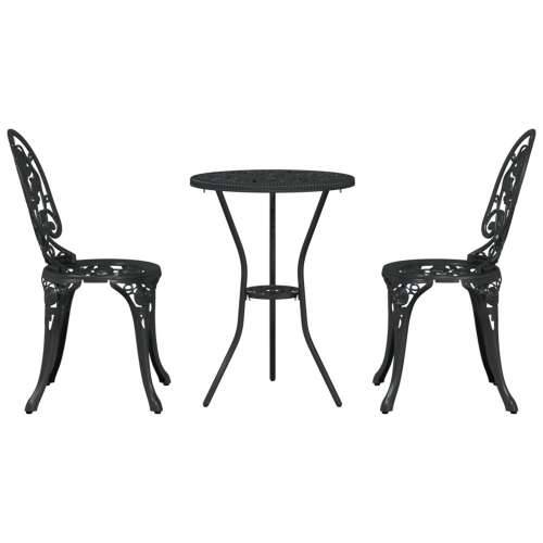 3-dijelni vrtni bistro set crni lijevani aluminij Cijena