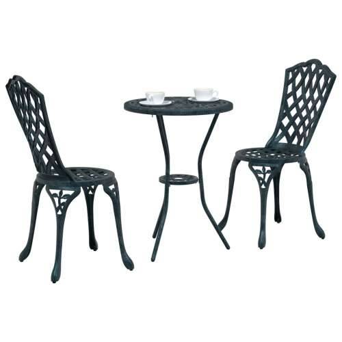 3-dijelni vrtni bistro set zelene boje od lijevanog aluminija Cijena