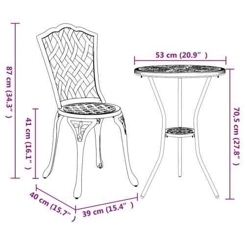 3-dijelni vrtni bistro set zelene boje od lijevanog aluminija Cijena