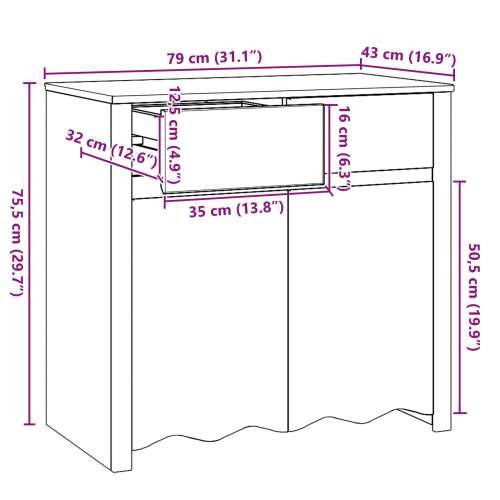 Sideboard ““DRAMMEN”” Bijela 79x43x75,5 cm Solidna Drvo Bor Cijena