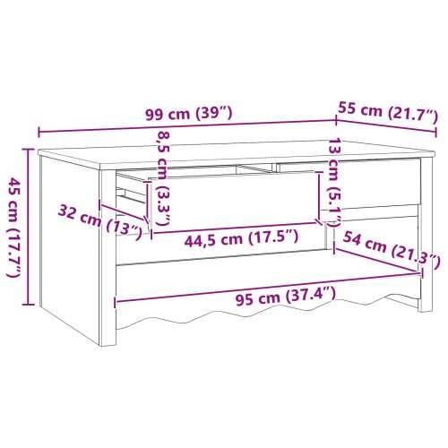 Stolić za kavu “DRAMMEN” Bijela 99x55x45 cm Čvrsto drvo bor Cijena