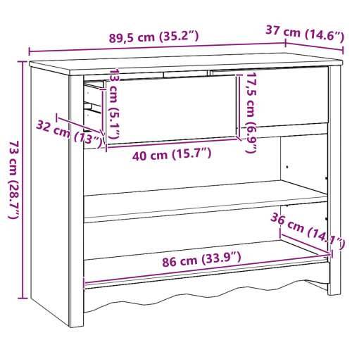 Konzolni stol “DRAMMEN” 89,5x37x73 cm Solidno drvo bor Cijena