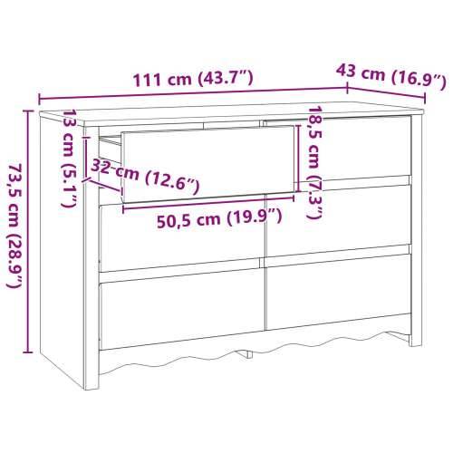 Komoda “DRAMMEN” Bijela 111x43x73,5 cm Čvrsto drvo bor Cijena