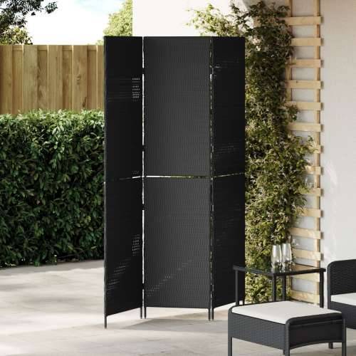 Pregrada za prostor 3 panela Sklopiva Crna 146x180 cm Poliratan Cijena