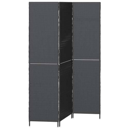 Pregrada za prostor 3 panela Sklopiva Crna 146x180 cm Poliratan Cijena