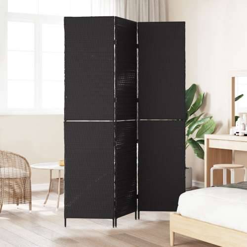 Pregrada za prostor 3 panela Sklopiva Crna 146x180 cm Poliratan Cijena