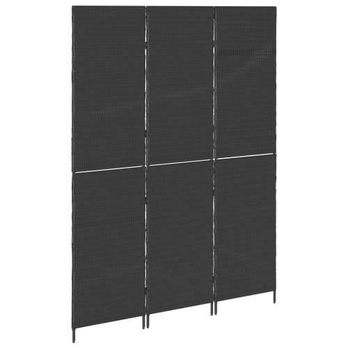 Pregrada za prostor 3 panela Sklopiva Crna 146x180 cm Poliratan Cijena