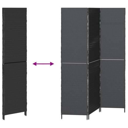 Pregrada za prostor 3 panela Sklopiva Crna 146x180 cm Poliratan Cijena