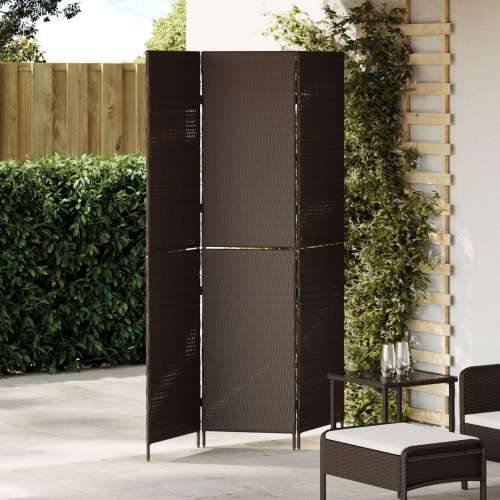 Pregrada za prostor 3 panela sklopiva smeđa 146x180 cm poli ratan Cijena