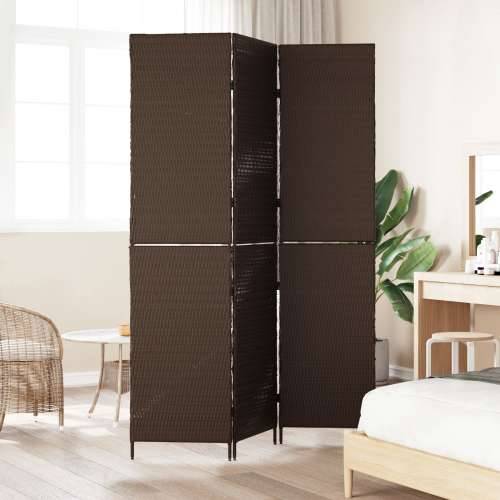 Pregrada za prostor 3 panela sklopiva smeđa 146x180 cm poli ratan Cijena